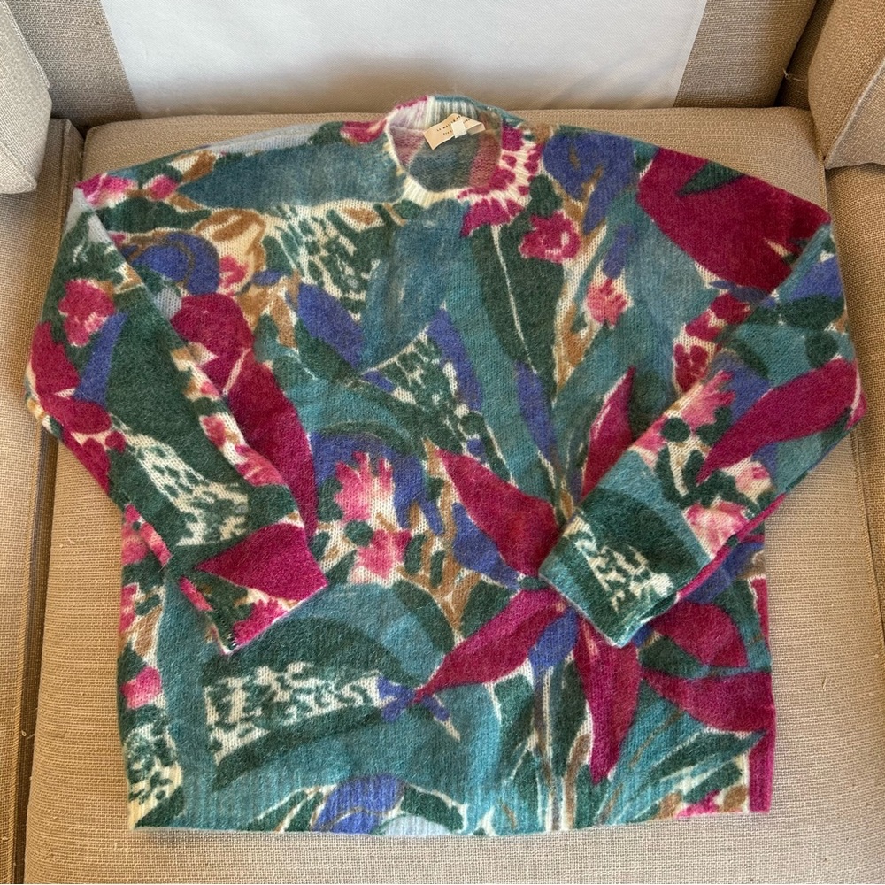 BEST Sezane Ines Jumper Sweater Multicolor Floral French Knit Causal Wool - Picture 6 of 11